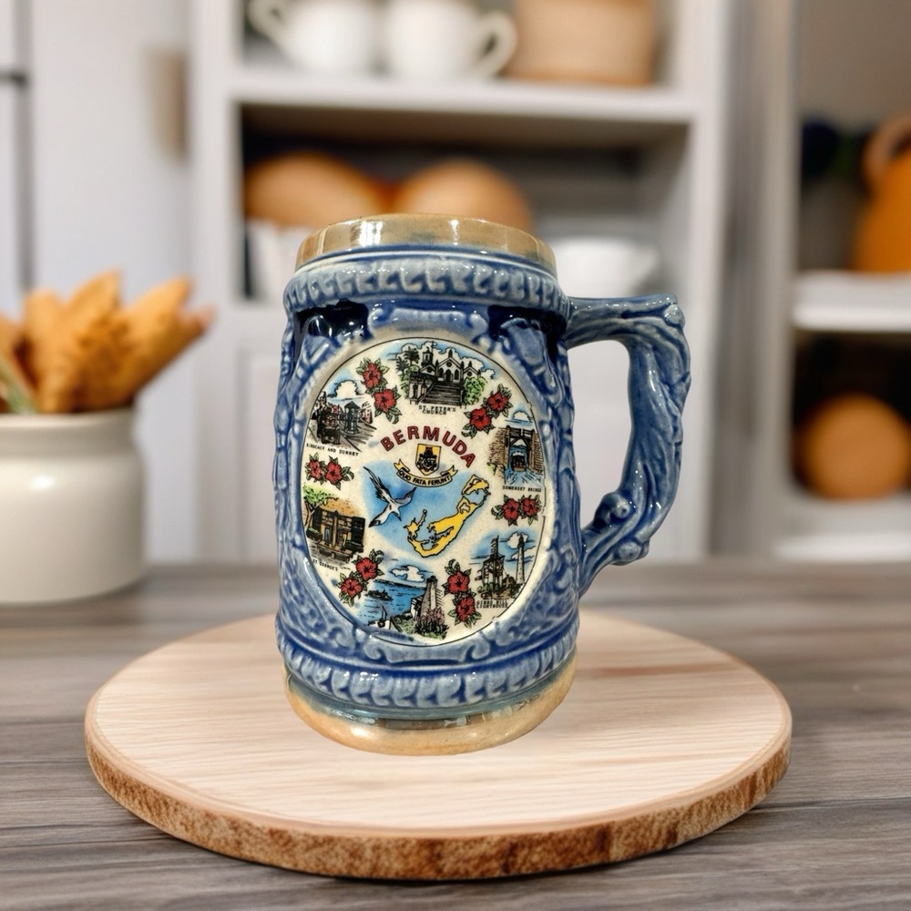 Vintage Bermuda Made In Japan Ceramic Beer Stein Coffee Mug Painted Collectible - Picture 8 of 9
